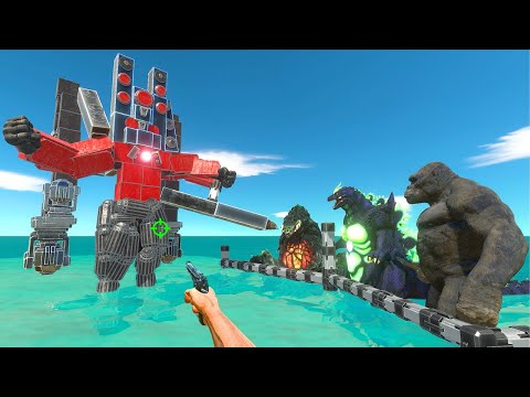 FPS Avatar Rescues Kaiju Monsters and Fight Titan Speakerman - Animal Revolt Battle Simulator