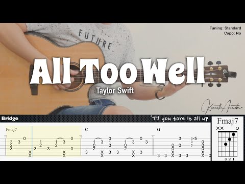 All Too Well - Taylor Swift | Fingerstyle Guitar | TAB + Chords + Lyrics