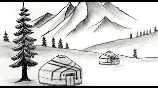 Киіз үйді қалай салады \как нарисовать юрту\how to draw a yurt\