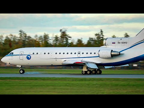 Як-42 - редкий самолет без реверса двигателей. Посадка.