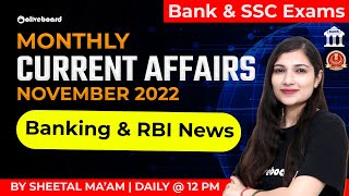 Monthly Current Affairs 2022 | November 2022 | Banking & RBI News | Bank & SSC Exams | Sheetal Ma'am