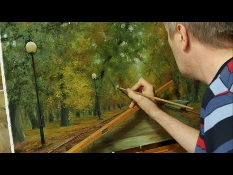 Работа над картиной Осень в парке. Process of creating oil painting from Oleg Buiko.