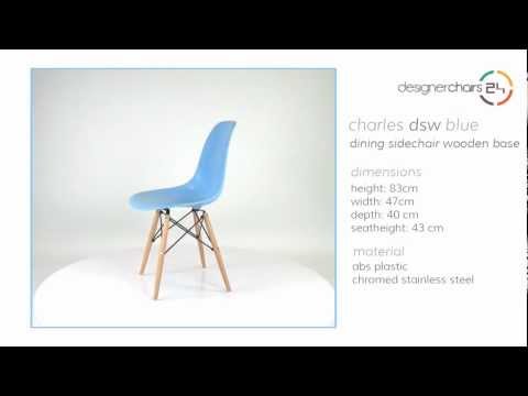 Eames Dining Sidechair Wooden base (DSW) Blue