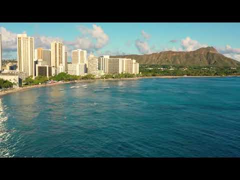 Aerial view of Waikiki Beach, Honolulu, Oahu, Hawaii