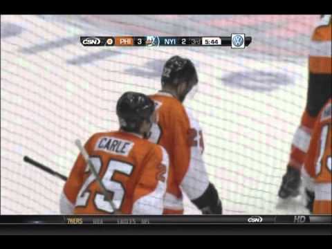 Danny Briere scores vs the Islanders - 12-5-10