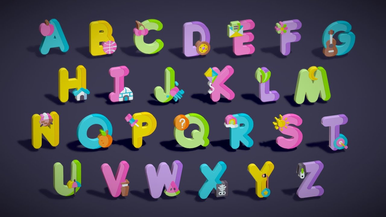 Toon Alphabets - Low Poly Cartoon Pack 2 - Kids Learning 3D Assets - Letters 3D Model
