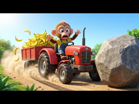 Little Monkey Niki Tractor Farm Rescue & Police Car Chase! 🚜🚓 Fun 3D Cartoons for Kids