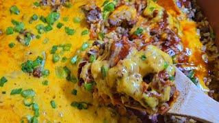 One-pan ENCHILADA RICE Casserole EASY! | BEEF & RICE Enchiladas Skillet Recipe