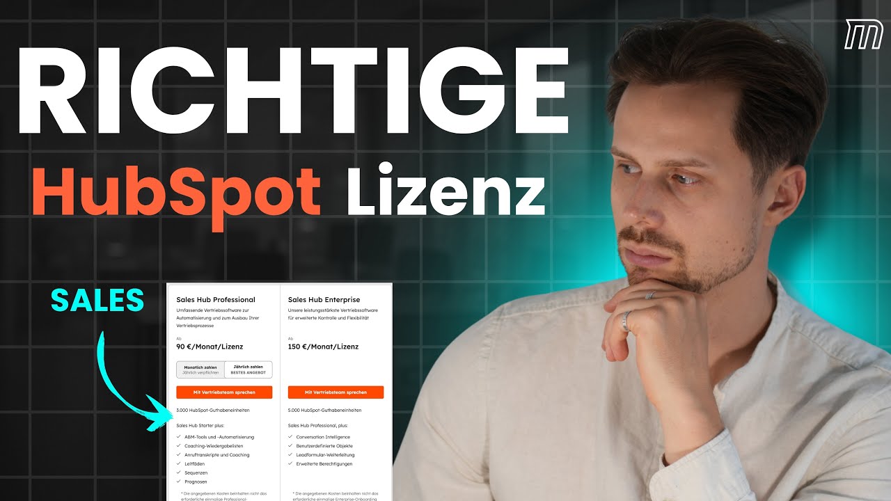 Welche HubSpot Sales Hub Lizenz brauchst du wirklich? Free bis Enterprise im Vergleich