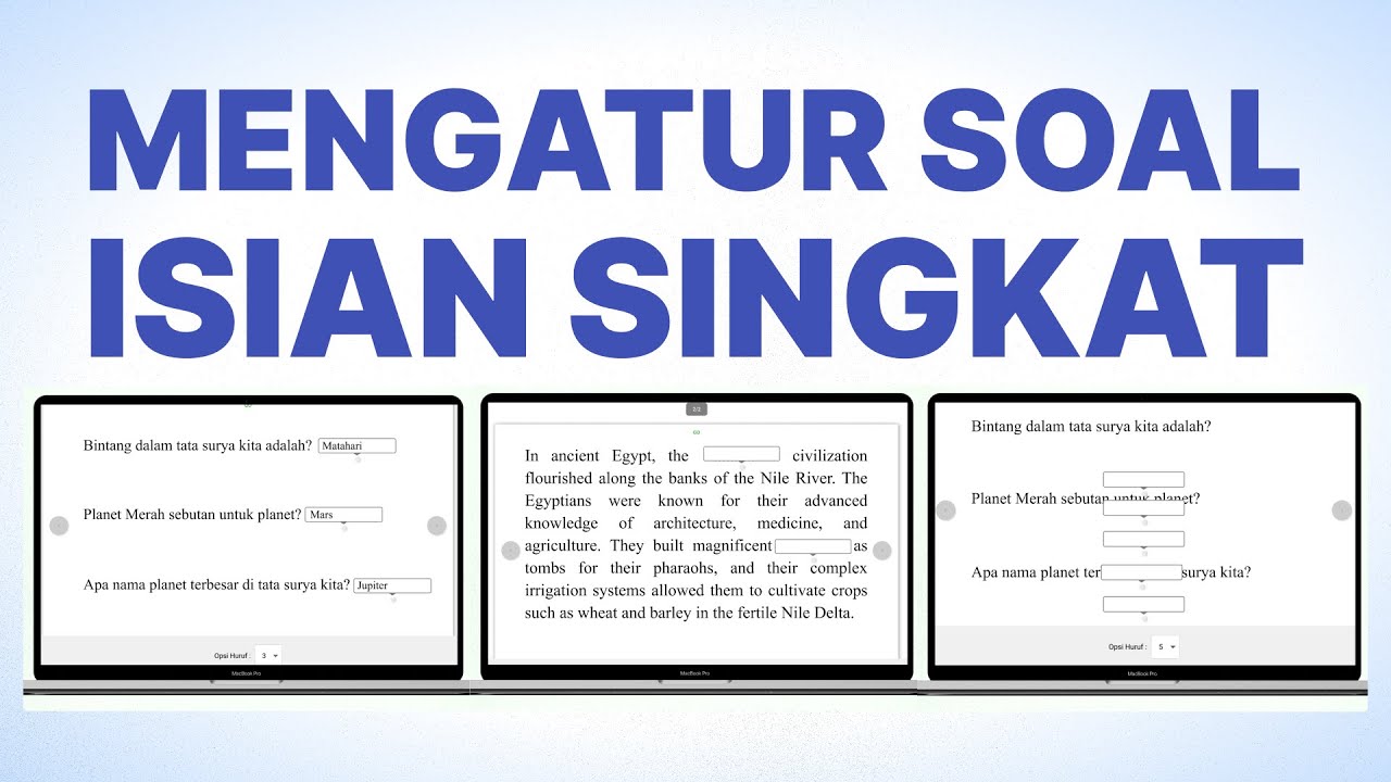 Cara Atur Soal Isian Singkat