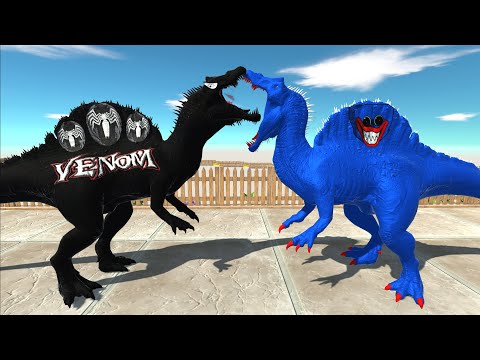 VENOM SPINOSAURUS VS HUGGY SPINOSAURUS DEATH RUN - Animal Revolt Battle Simulator