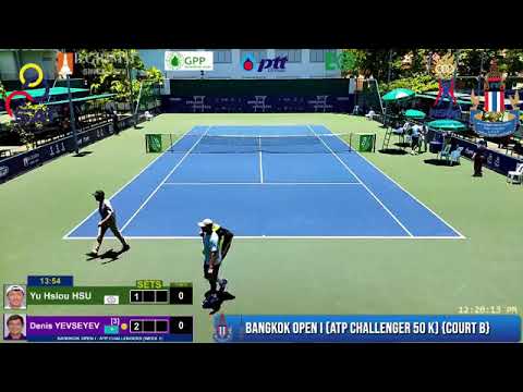 Yu Hsiou HSU (TPE) vs. Denis YEVSEYEV (KAZ) ATP CHALLENGER - 2022 BANGKOK OPEN-I : MS Main Draw R1