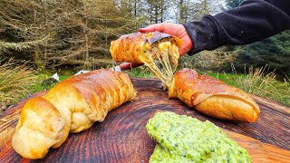 Chicken Pesto Stromboli with Soothing Forest Sounds | ASMR Outdoor Cooking