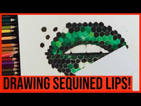 drawing sequined lips - timelapse