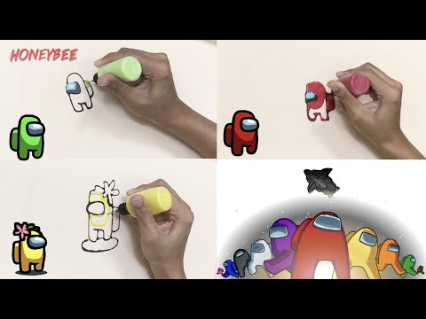 Among us Pancake Art bp1 - Green, Red, Yellow | Honey bee