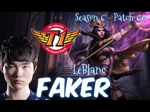 SKT T1 Faker LEBLANC Mid vs Ahri - Patch 6.8 KR | League of Legends