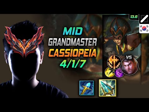 GrandMaster Mid Cassiopeia Build Rod of Ages Conqueror - Cassiopeia Mid vs Jayce - LOL KR 13.6