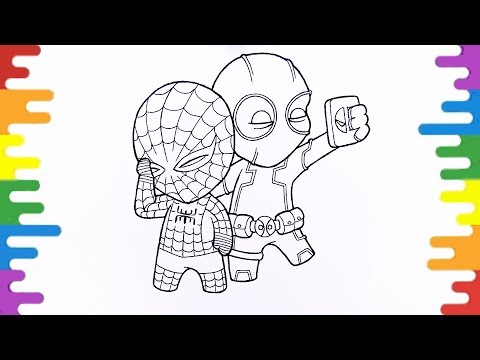 Deapool Spiderman  Coloring Pages Fun, How to Color Spiderman and Deadpool Coloring Pages