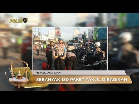 POLSEK JATIASIH BAGIKAN TAKJIL UNTUK WARGA DI BULAN RAMADAN