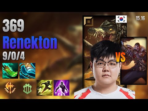 369 Top Renekton vs Jayce lol KR solo rank Full Game 15.16 | 369 레넥톤 vs 제이스