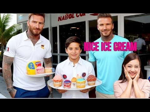 Lionel Messi and David Beckham at National Ice Cream Day