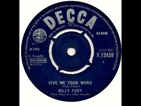 UK New Entry 1966 (245) Billy Fury - Give Me Your Word