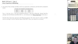 PreCalc Exam 1 Review - Topic 1 - Linear Modeling