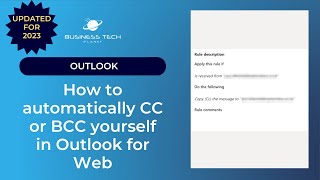 How to automatically CC or BCC yourself in Outlook for Web