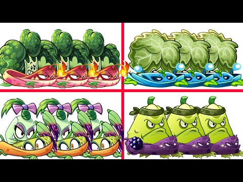PvZ 2 4 Super Team Plants vs Team Zombies - BLOCKOLI vs POKRA vs HEADBUTTER vs SQUASH