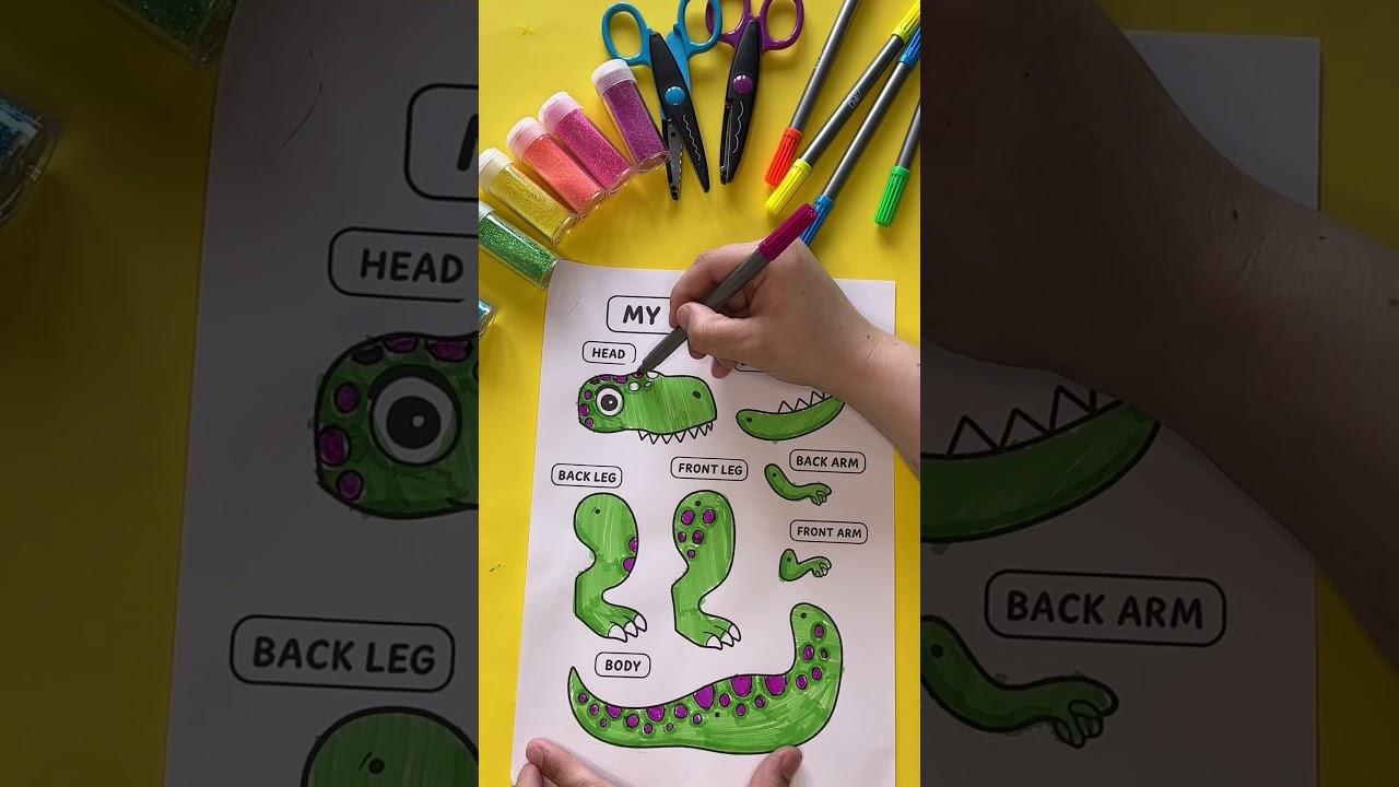 Build a Dinosaur Craft for Kids — Easy Printable Cut Stick Activity #screenfreeplay #kidsactivities