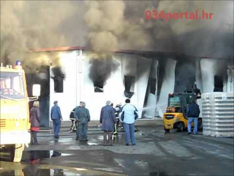 034TV - snimka gašenja požara na tvornici Studenac Lipik #1
