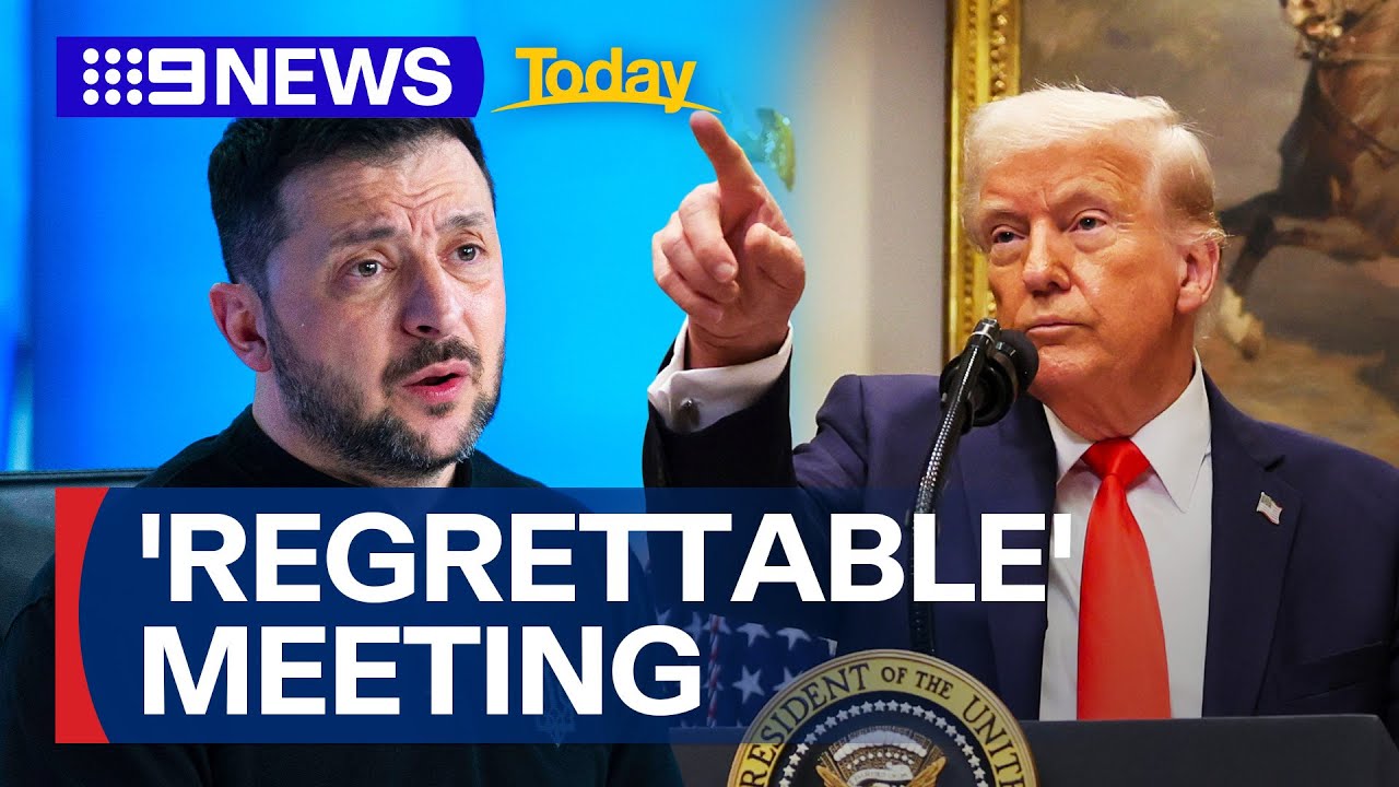 Volodymyr Zelenskyy calls Oval Office spat with Trump 'regrettable' | 9 News Australia