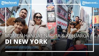 Pose Nagita Slavina dan Keluarga di Times Square New York, Rayyanza Tertidur di Stroller