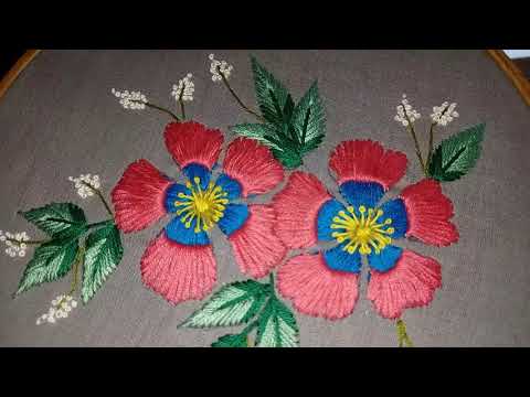 Beautiful 2 colors flower embroidery /Hand embroidery tricks/Hand embroidery- Leisha's Galaxy .