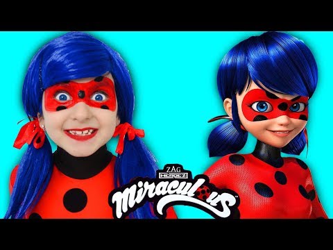 Kids Makeup Miraculous Ladybug Cosplay | Baby Pretend Play with Doll and Magic Transform
