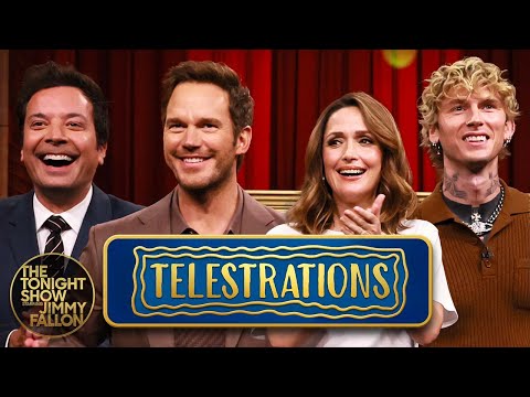 Telestrations with Chris Pratt, Rose Byrne and mgk (Extended) | The Tonight Show