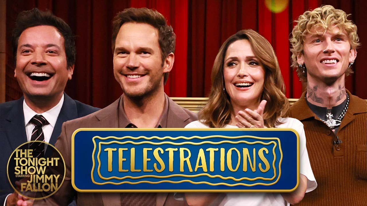 Telestrations with Chris Pratt, Rose Byrne and mgk (Extended) | The Tonight Show