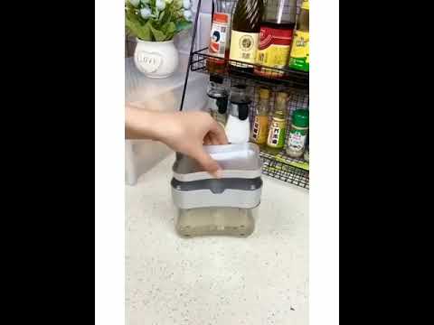 Plastic manual soap pump dispenser and sponge holder for per...