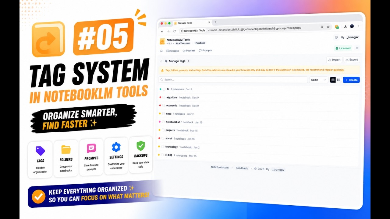 NotebookLM Tags: Organize, Filter & Back Up Notebooks Across Your Workspace