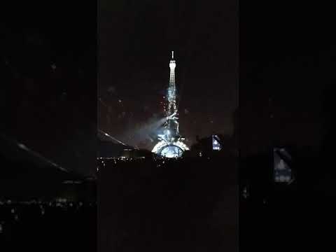 Spectacular fireworks at Champ de Mars, Paris on Bastille Day July 14,2019