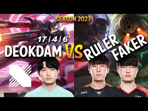 DRX Deokdam vs Ruler + Faker Duo BOT LANE - Deokdam LUCIAN vs Ruler APHELIOS & Faker NAUTILUS