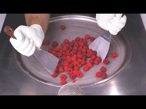 ASMR Raspberry Ice Cream Rolls - satisfying Food Transformation with Raspberries | real Berry Dream