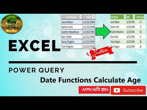 #advance #excel  Power Query - Date Functions Calculate Age / #Date functions/#Age #account