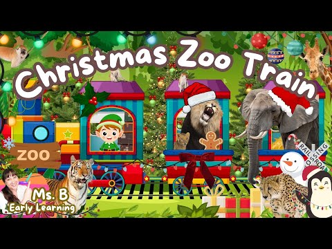 Learn Wild Animals with Christmas Zoo Train 🎅🐘 | 1 Hour Toddler Learning Video for Kids & Preschool