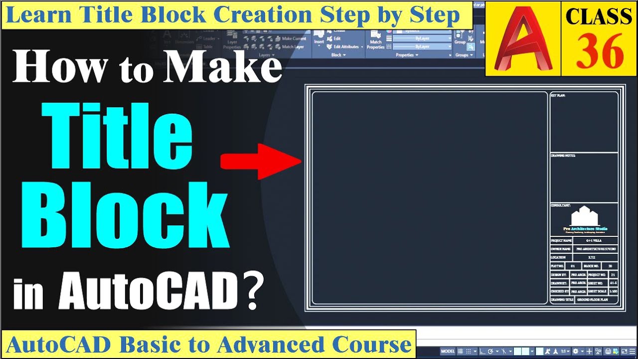 How to Make Title Block in AutoCAD - Class 36 Urdu/Hindi