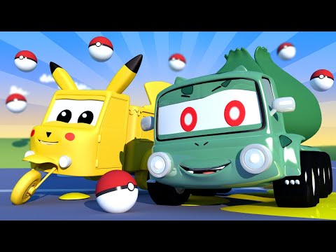 Auto garaža za djecu -  Dizalica Beba Charlie je Bulbasaur iz Pokemona! - Crtani sa autima
