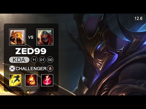 ZED99 Zed vs Azir Mid - KR Challenger - Season 12 Patch 12.6