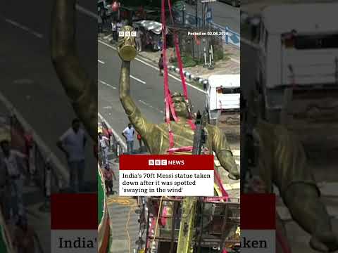 India's 'unsafe' 70ft Lionel Messi statue taken down. #Messi #India #BBCNews