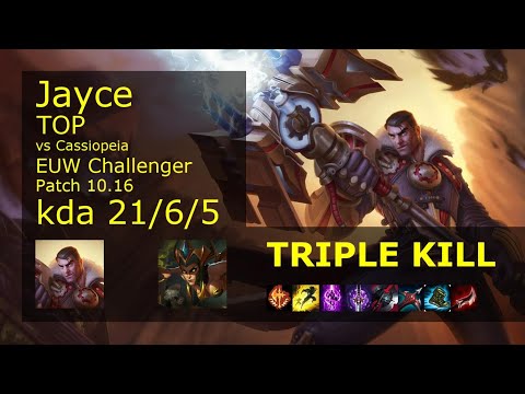 Jayce vs Cassiopeia Top - EUW Challenger 21/6/5 Patch 10.16 Gameplay