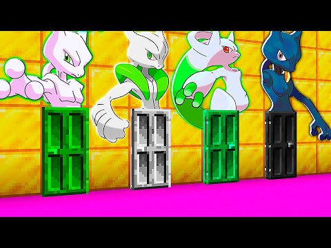 NÃO ESCOLHA A PORTA DO LENDÁRIO MEWTWO SHINY ERRADA NO MINECRAFT!! (Pokémon)